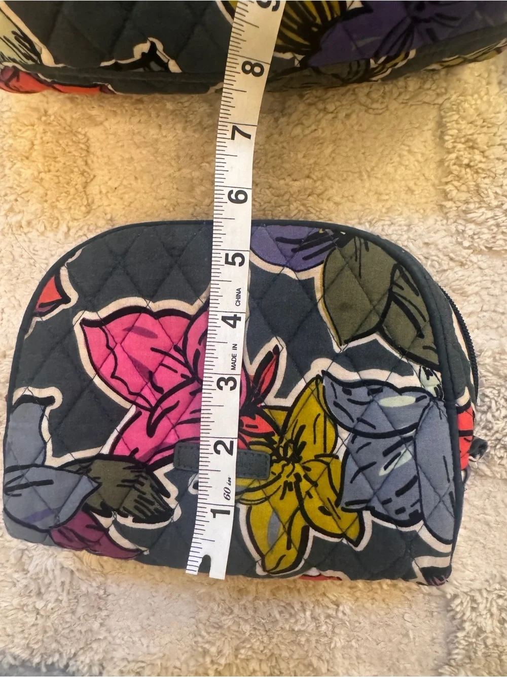 Vera Bradley Falling Flowers Cosmetic Bag Set (3) + Hair Straightener Pouch